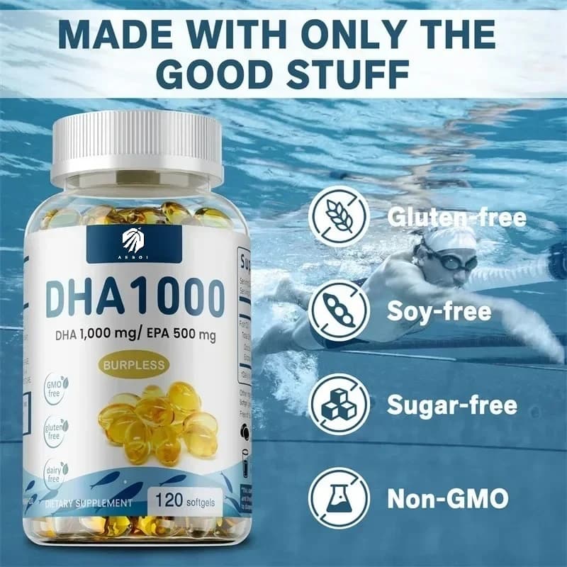 Vitamin DHA capsules for high QI brain booster supplement - Improves memory, mental concentration, nervous energy and spirit IQ