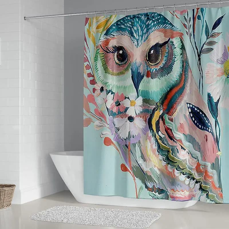 Affascinante gufo e tenda da doccia impermeabile floreale per l'arredamento del bagno di casa Design elegante per migliorare l'estetica dello spazio perfettamente