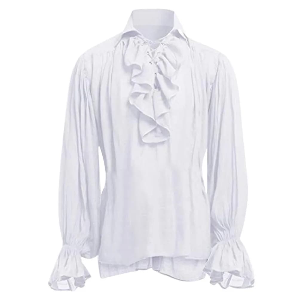 Medieval Viking Halloween Costumes Autumn Casual Shirts Steampunk Cosplay Charm Long Sleeved Shirt with Volant Gothic Shirt Top