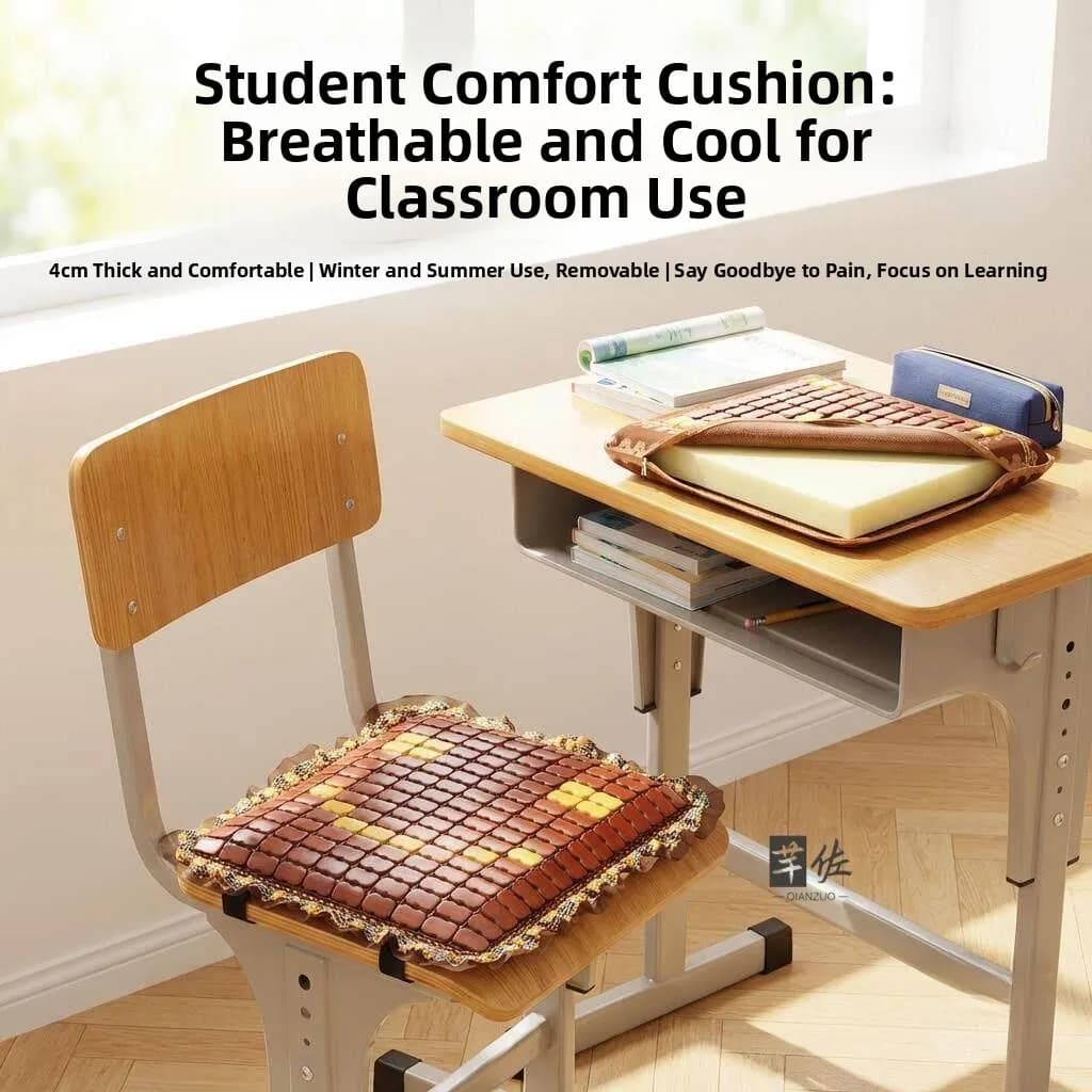 Modern Simple Style Student Chair Pad Breathable Square High Elastic Sponge Filling Bamboo Material Summer Office Cushion