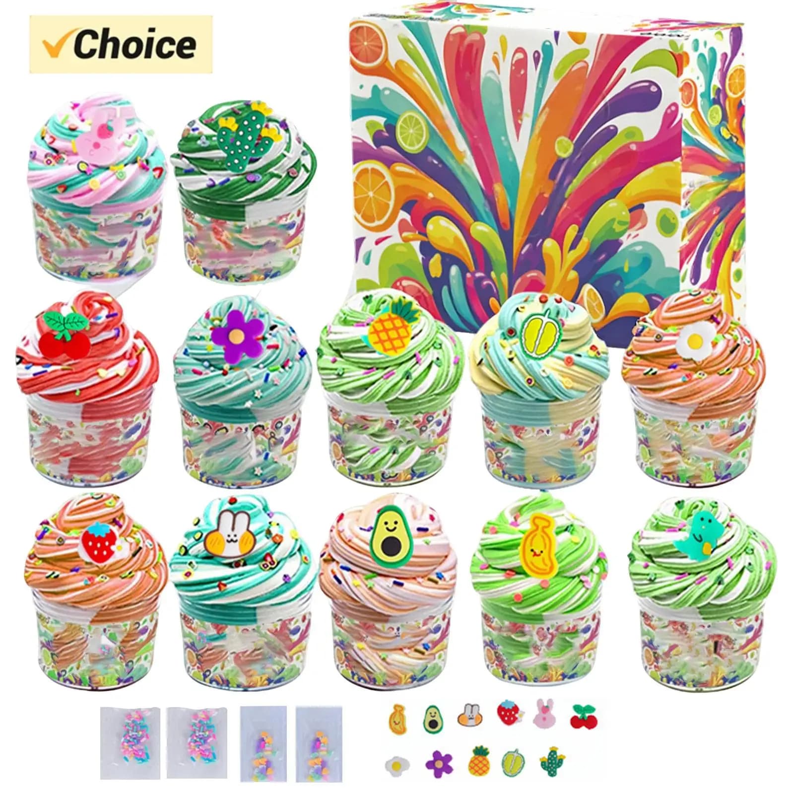 Articolo molto venduto! 12 pezzi di slime al burro, kit di slime alla frutta, slime super morbido e non appiccicoso, regali di compleanno, regali di Pasqua
