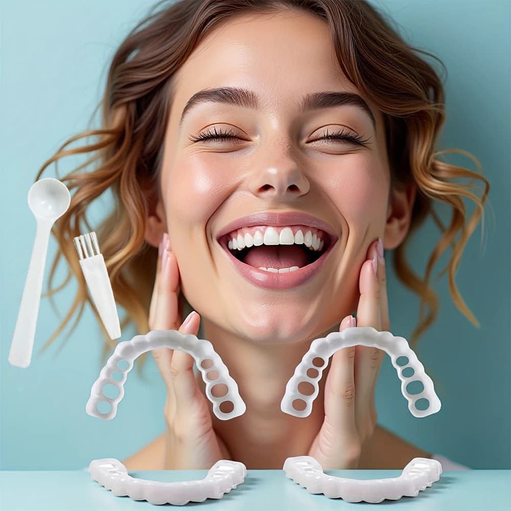 Upper Lower Universal Teeth Veneers, Reusable Whitening Dentures Cover, Ultra thin close fit without bulky feeling H2931
