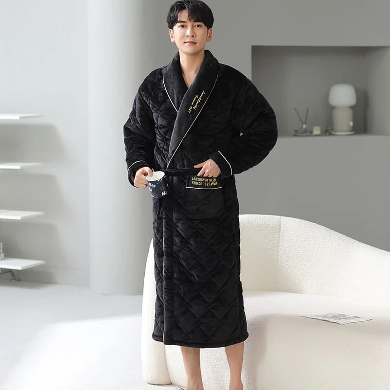 New Winter Men Robe 3 strati Clip accappatoio in cotone accappatoio Kimono caldo maschile
