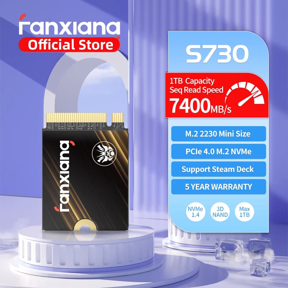 Fanxiang S730 M.2 2230 SSD 500GB 1TB 7300MB/s M.2 NVMe PCIe 4.0x4 SSD Disco a Stato Solido Interno per PS5 Steam Deck Laptop