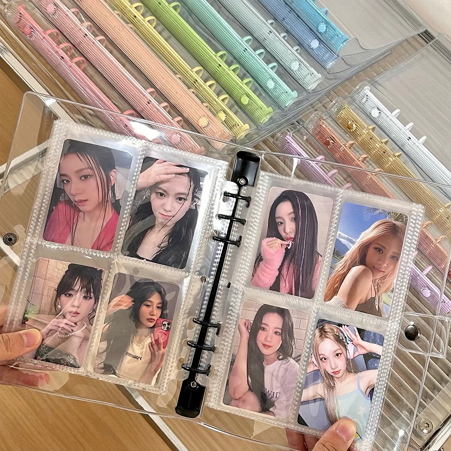 A5A6 Colorful Clip PVC Binder Cover 6-Hole Transparent Binder Notebook Cover Small Card Storage Book Office Stationery