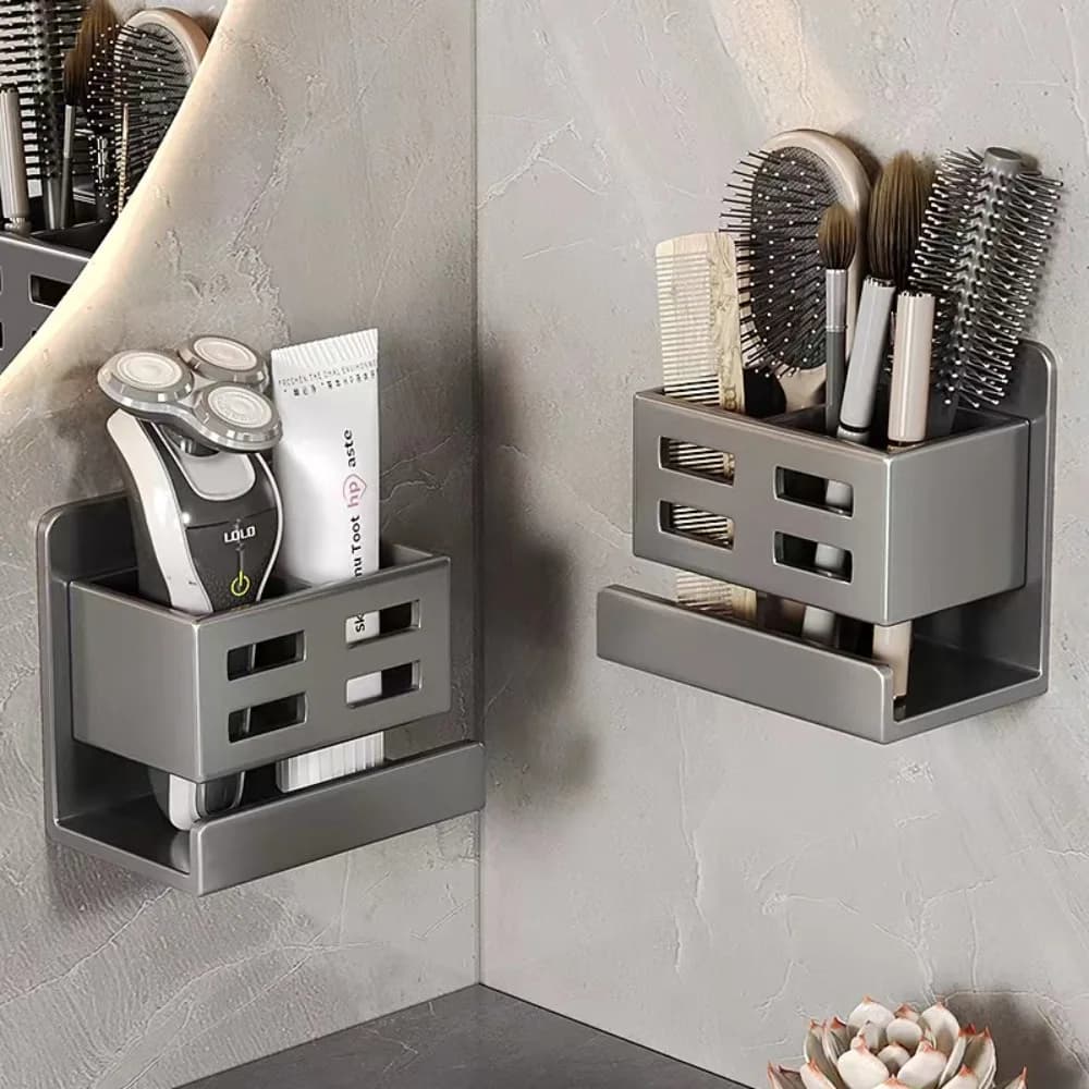 Portaspazzolino multifunzionale Portaspazzolino impermeabile con grande carico Portaspazzolino da bagno grigio/bianco Mensola in vetro da bagno