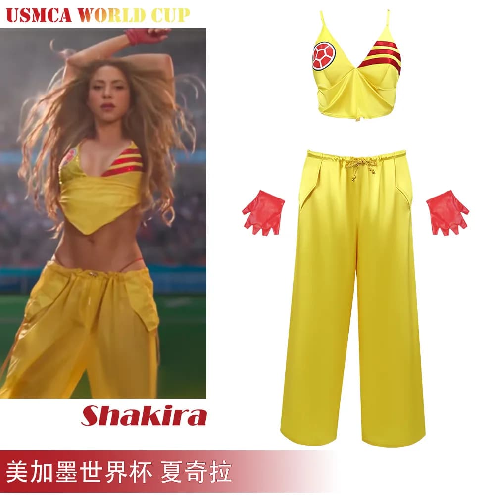Popular theme song for the US Canada Mexico football match, Shakira cosplay, opening ceremony, cheerleading, wolf sister perform