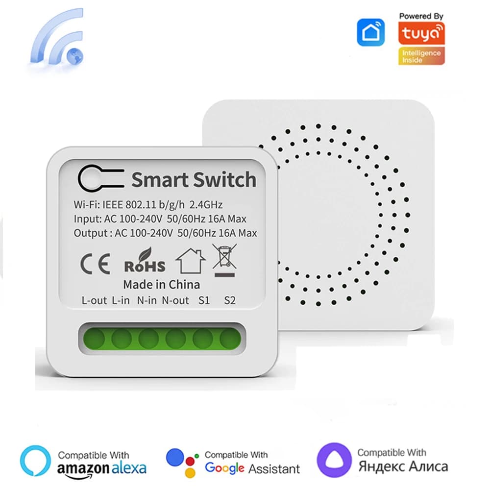 Tuya 16A MINI Wifi Smart Switch FAI FROM YOU 2 Way Control Relay Timer For Intelligent Life Works With Alexa Google Home Yandex Alice