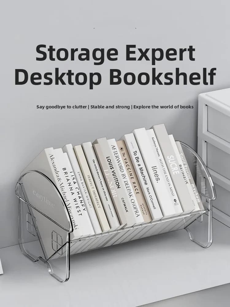 Organizzatore da Scrivania in Acrilico Trasparente per Libri e Documenti, Porta Libri da Lettura per Studenti, Scaffale Portaoggetti in Plastica Trasparente