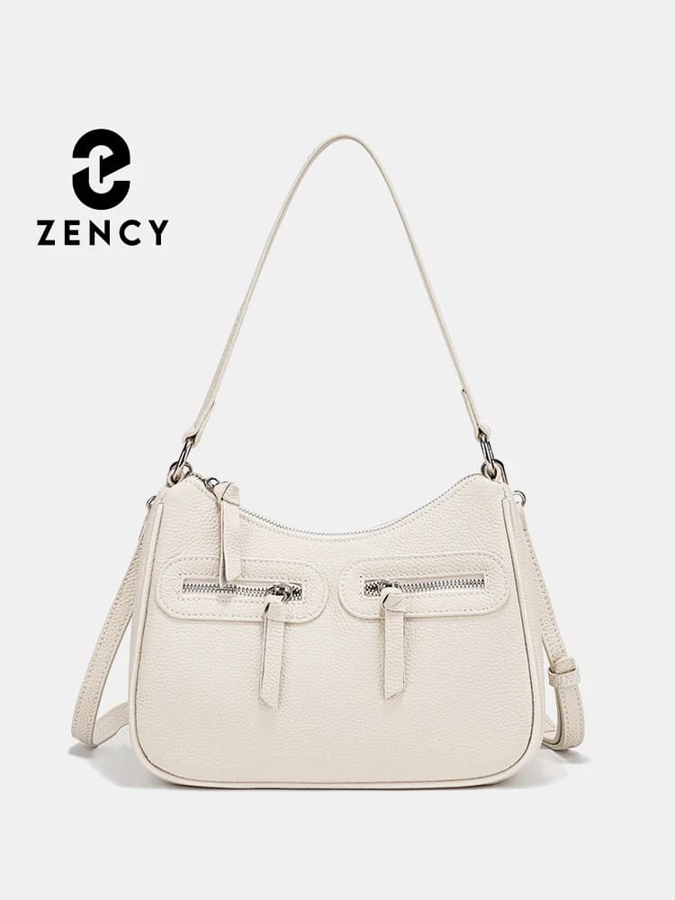 Borsa a Tracolla Zency in Vera Pelle, Borsa Designer da Donna Sottobraccio, Borsa a Spalla Leggera, Satchel