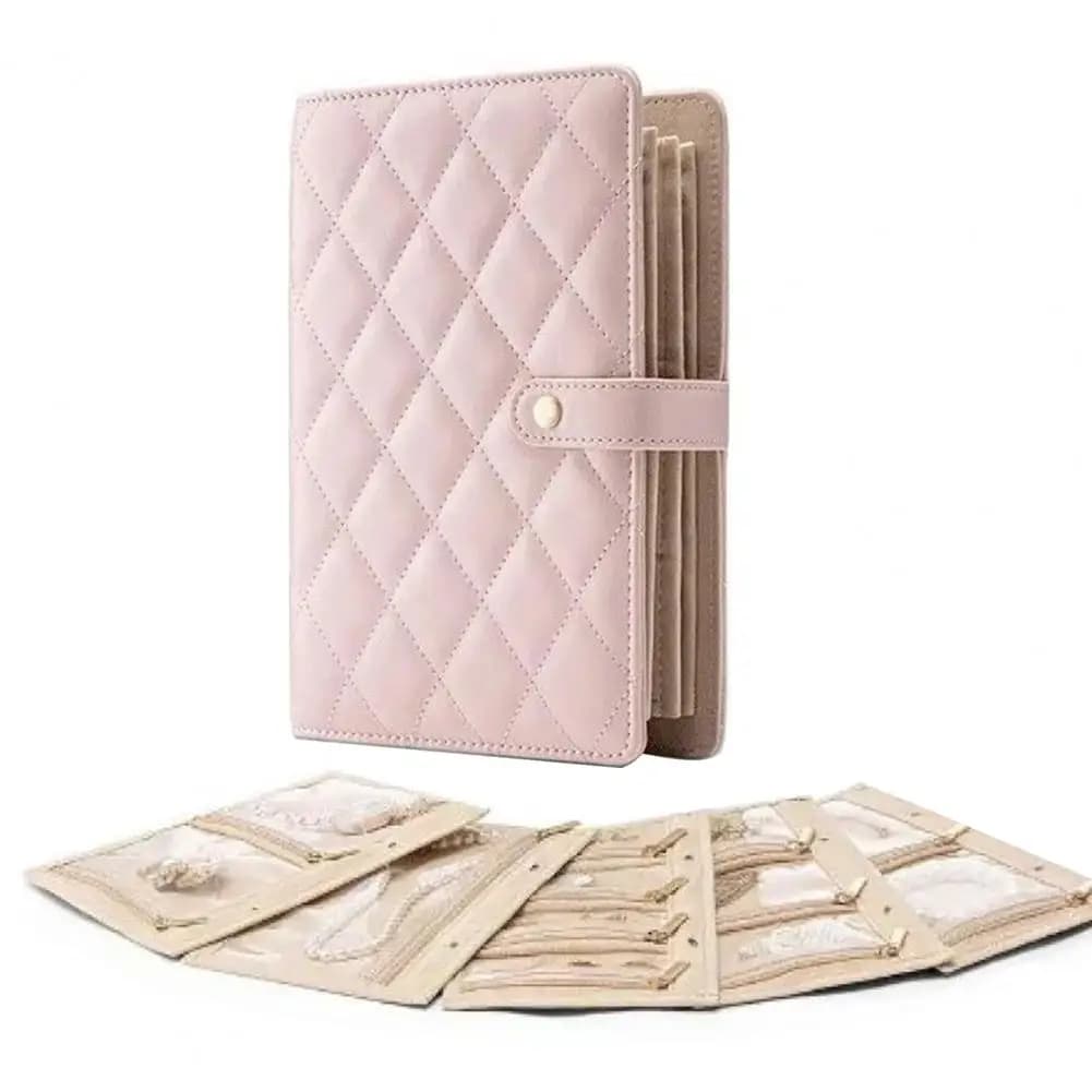 Custodia impermeabile per gioielli Custodia per gioielli da viaggio Custodia impermeabile trapuntata in ecopelle Borsa multiscomparto Foderata in velluto