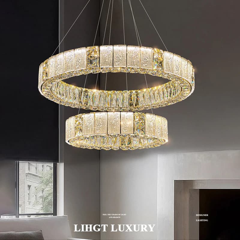 Lampada a sospensione moderna Camera da letto Soggiorno Lampadario a soffitto Luce Decorazione domestica Anello luminoso Apparecchi di illuminazione a led in vetro di lusso