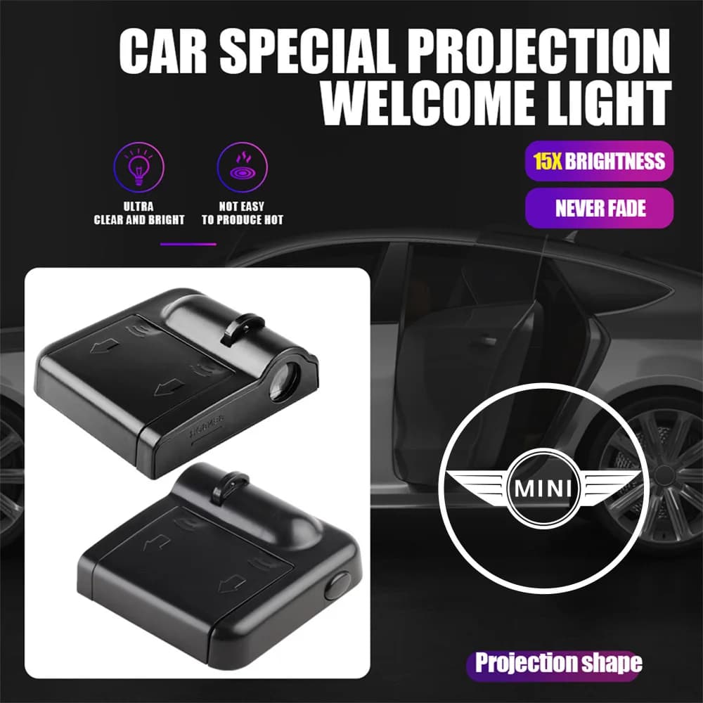 Proiettore di Luce di Benvenuto Wireless per MINI Cooper JCW WORKS R55 R56 F55 F56, Accessorio Decorativo per Auto