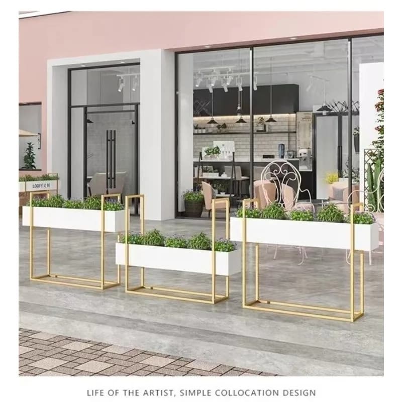 Semplice centro commerciale rettangolare pendolo esterno per piantare slot per fiori scatola per fiori in ferro battuto divisorio per fiori all'aperto