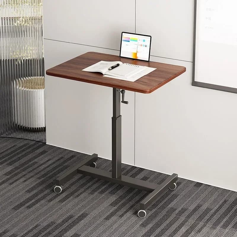 Elegante Scrivania Mobile Minimalista, Semplice Podio da Ufficio con Ruote, Supporto per Laptop Regolabile in Altezza, Resistente