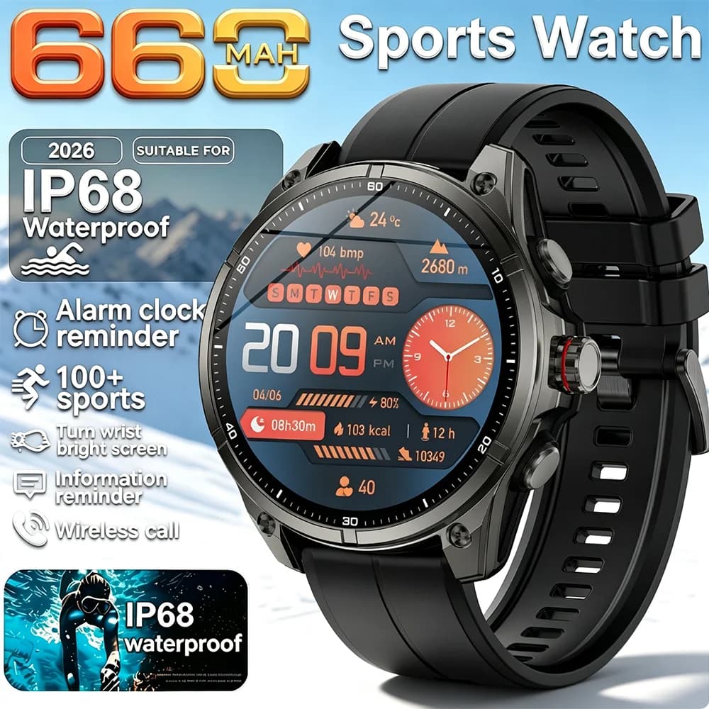 2026 New 660mAh Large Battery Military Outdoor 1.43 inches Smart watch Men 3ATM Waterproof Bluetooth Call Sports Smart Watch