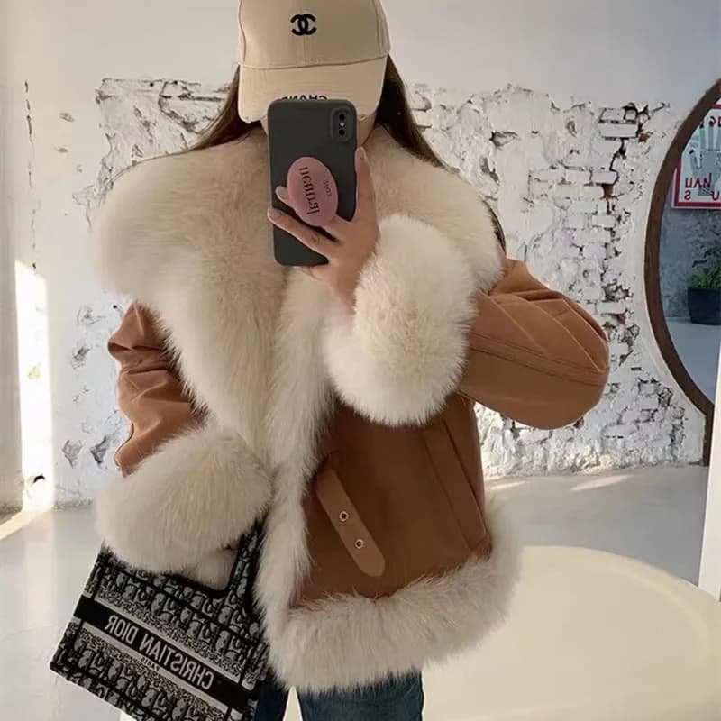 Inverno nuova pelliccia di volpe vera pelliccia erba donna Pai soprabito cappotto moda donna collo di pelliccia calda giacca di pelle da donna cappotto Parka