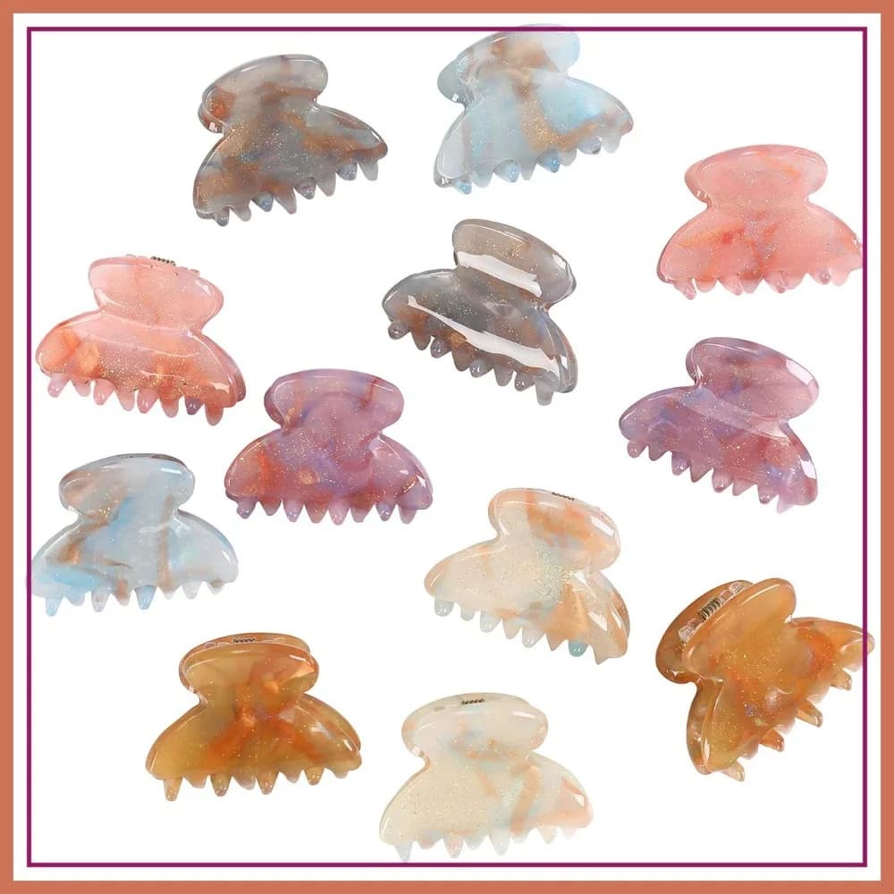 12 fermagli per capelli piccoli per capelli sottili, fermagli per capelli antiscivolo per donne e ragazze, stile classico con paillettes