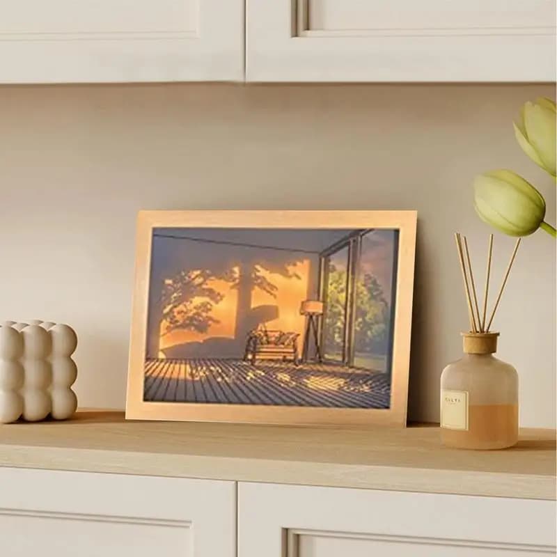 Light Painting Artistic Lighting LED Frame 3 Colors Night Light Shadow Bedside Lamp Creative wall art for bedroom and home