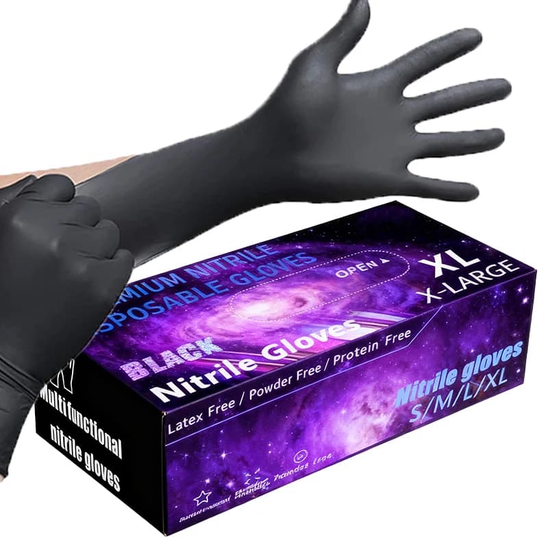 Guanti in Nitrile Monouso Neri da 10-200 Pezzi per Pulizie Domestiche - Strumento per Pulizia Senza Sporcare le Mani