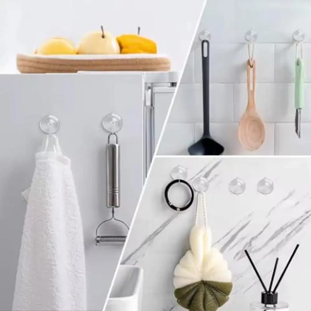 Ganci a ventosa multifunzionali in PVC da 15 pezzi Gancio per asciugamani trasparente senza traccia Gancio da parete riutilizzabile rimovibile da cucina