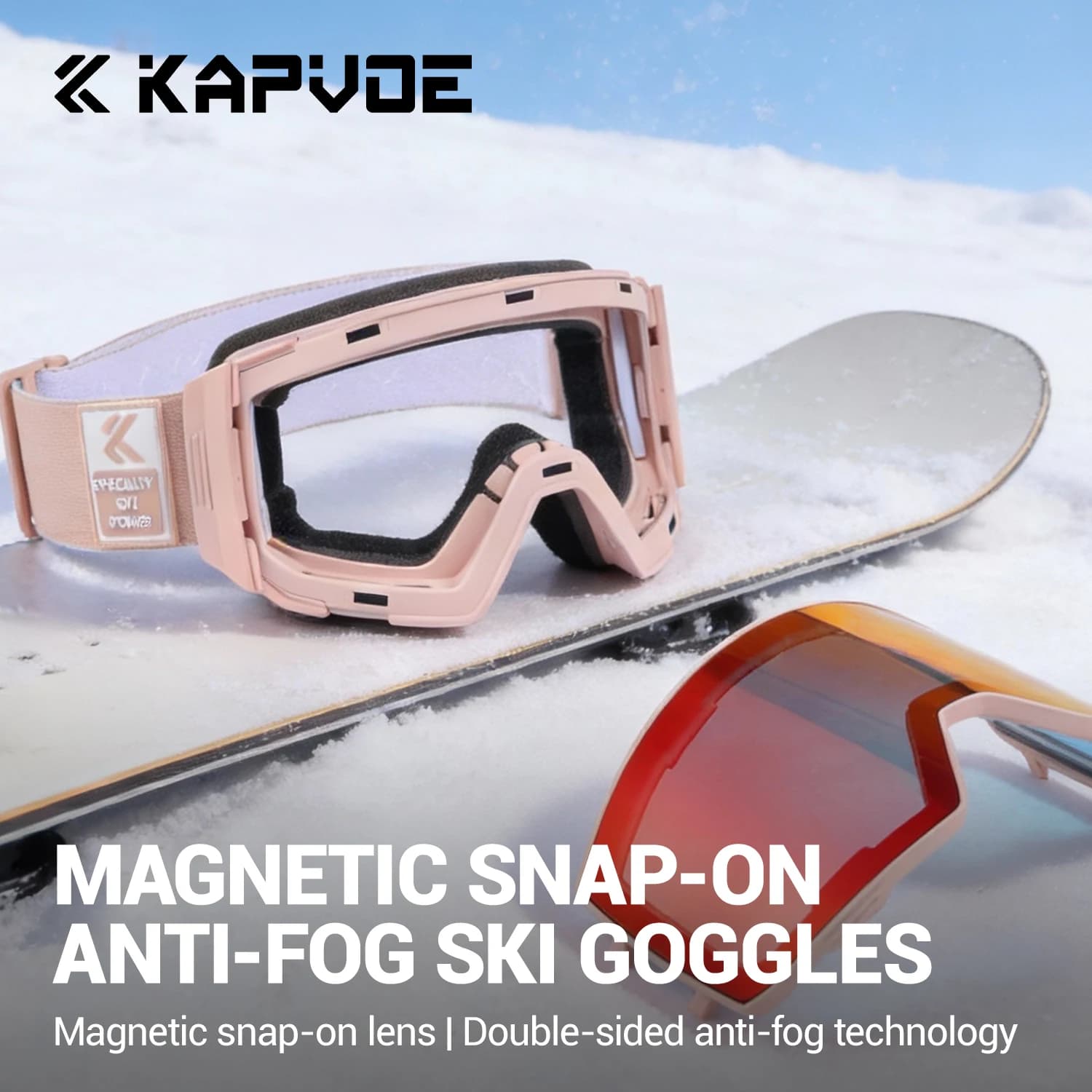 Kapvoe Occhiali da sci fotocromatici magnetici Snowboard Maschera da sci Uomo Donna Anti-Fog Protezione UV400 Occhiali da motoslitta