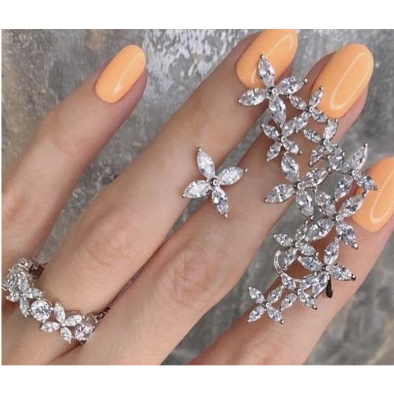 Lusso Dubai Fiore Orecchino Anello Set Gioielli di moda per le donne Matrimonio Fidanzamento Brincos Para As Mulheres E4744