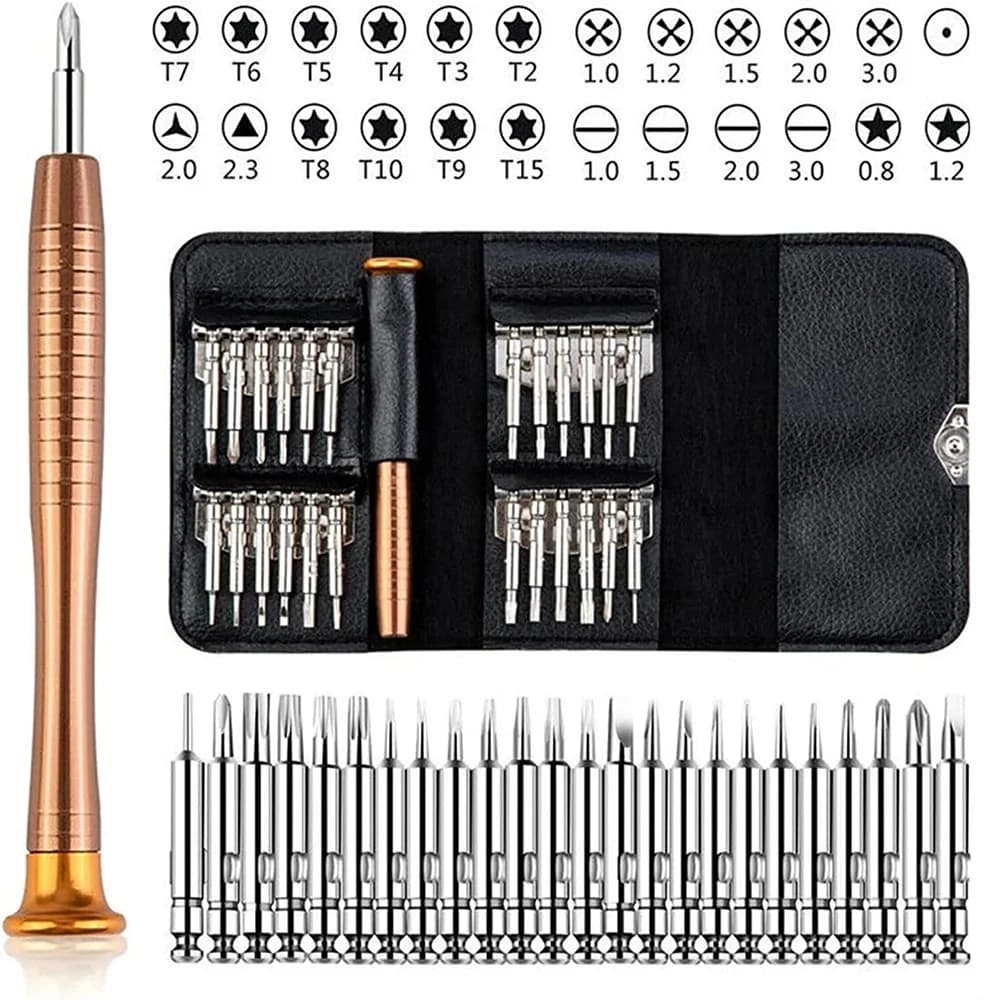 Set di cacciaviti piccoli 25 in 1 punte per cacciavite magnetiche punte Torx di precisione strumenti di riparazione per occhiali telefono orologio fotocamera portatile