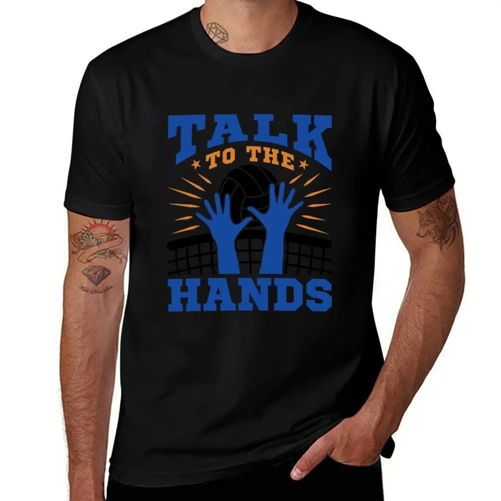 Talk to the Hands Funny Volleyball Player T-Shirt Vintage Style Printed Top