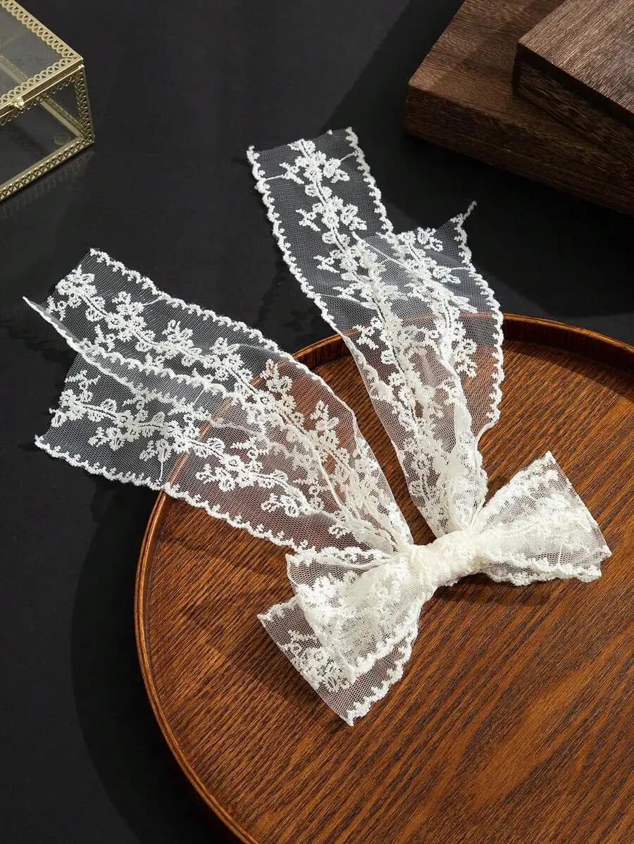 Elegant Double Layer Lace Bow Hair Clip For Women Mori Style Hair Accessory