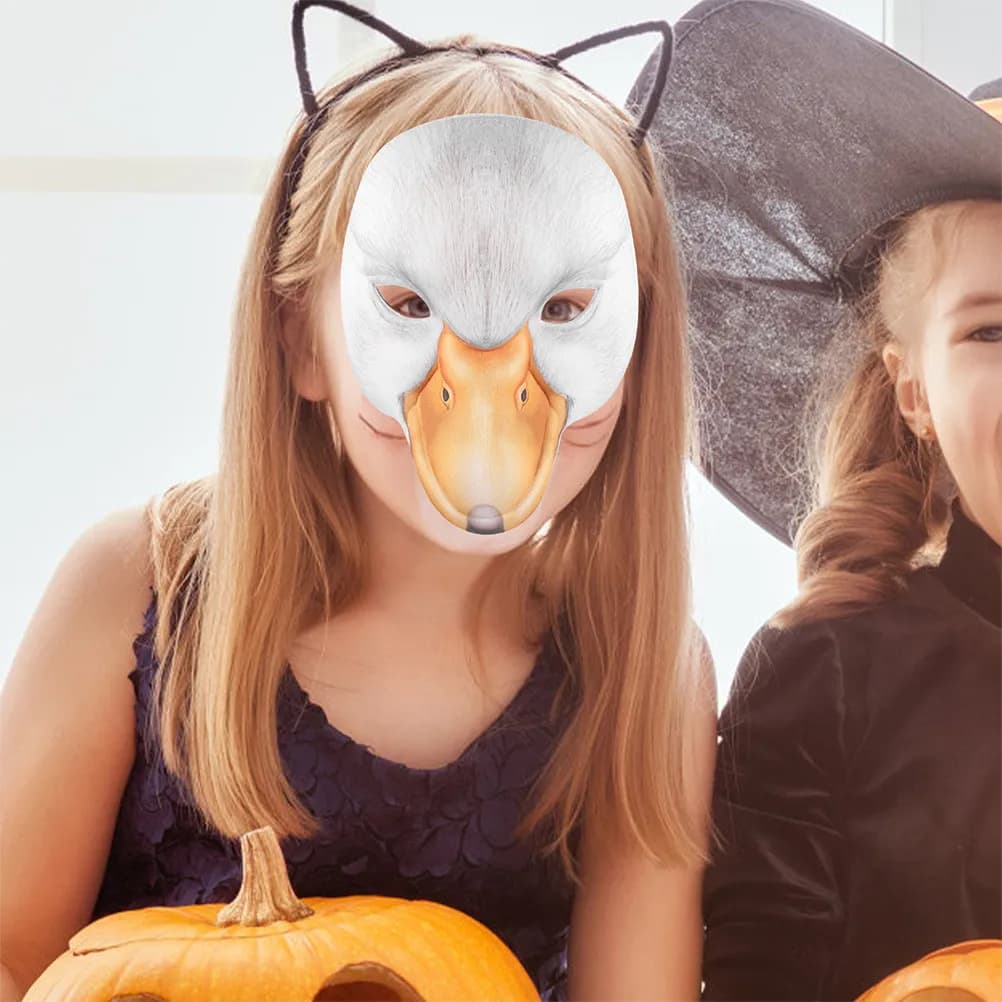 2 Pezzi Maschera Anatra in EVA, Simpatica Maschera Animale a Mezzo Volto, Accessori Divertenti per Costume di Carnevale e Halloween, Oggetti di Scena per Cosplay Anatra
