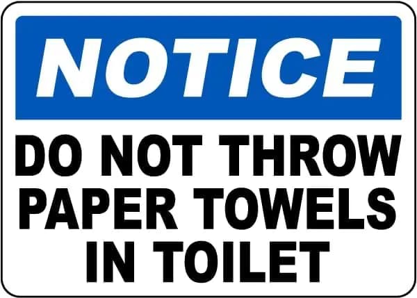 Targa in metallo con avvertenza: Si prega di non gettare salviette di carta nel WC - Insegne in alluminio per la casa, bar, decorazioni murali