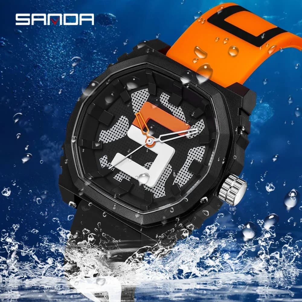 SANDA 3206 Brand Luxury Sports Silicone Waterproof 50M Men's Quartz Watch Relogio Masculino Original Design Ladies' Watch