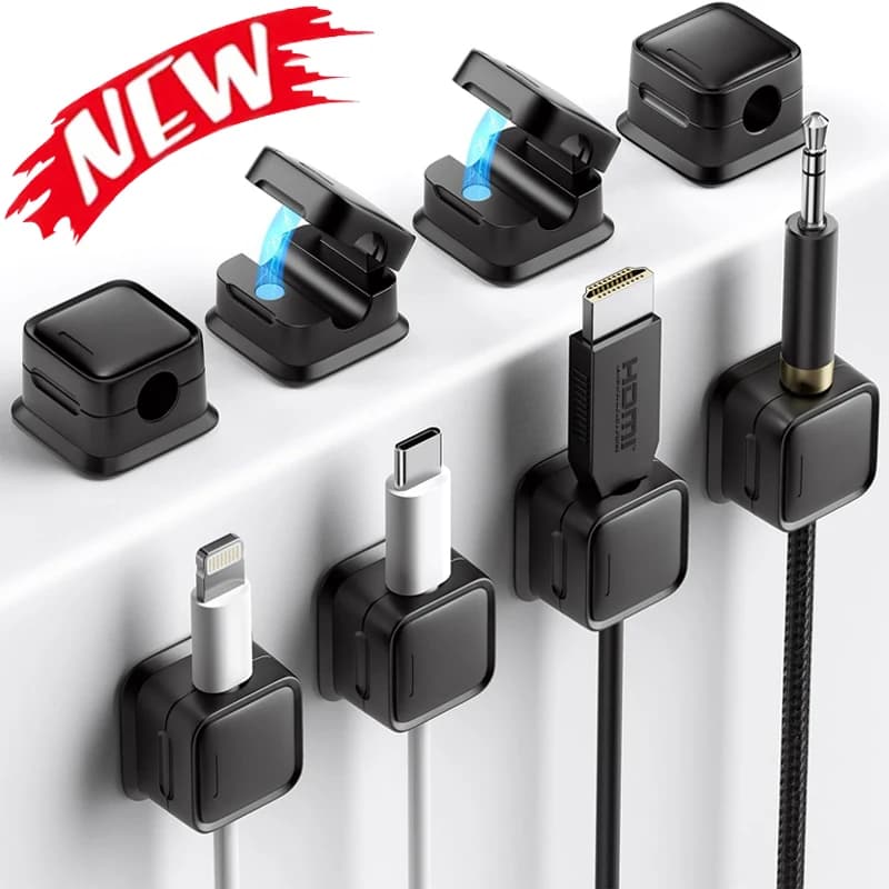 Clip per cavi magnetici portatili multifunzione Supporto per cavi regolabile Cavi per la gestione dei cavi Supporti per organizer per cavi lisci