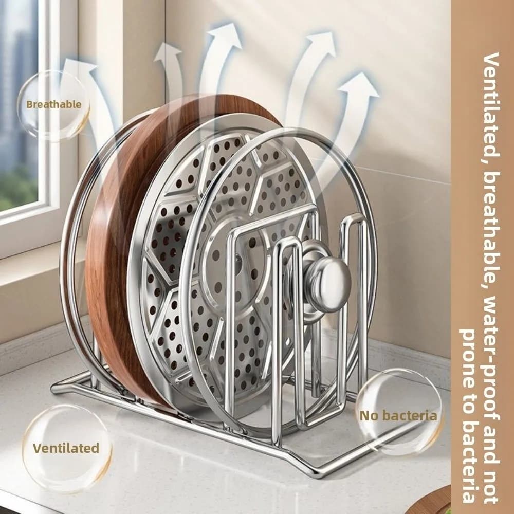 Resistente scaffale per tagliere multistrato Supporto per tagliere salvaspazio in metallo Pentole stabili Coperchi per padelle Forniture da cucina