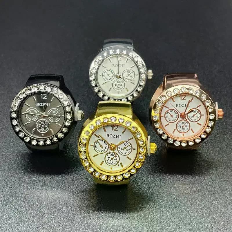 Fashion Mini Finger Ring Watch Retro Alloy Quartz Timepiece Portable Creative Jewelry Gift for Outdoor Daily Use