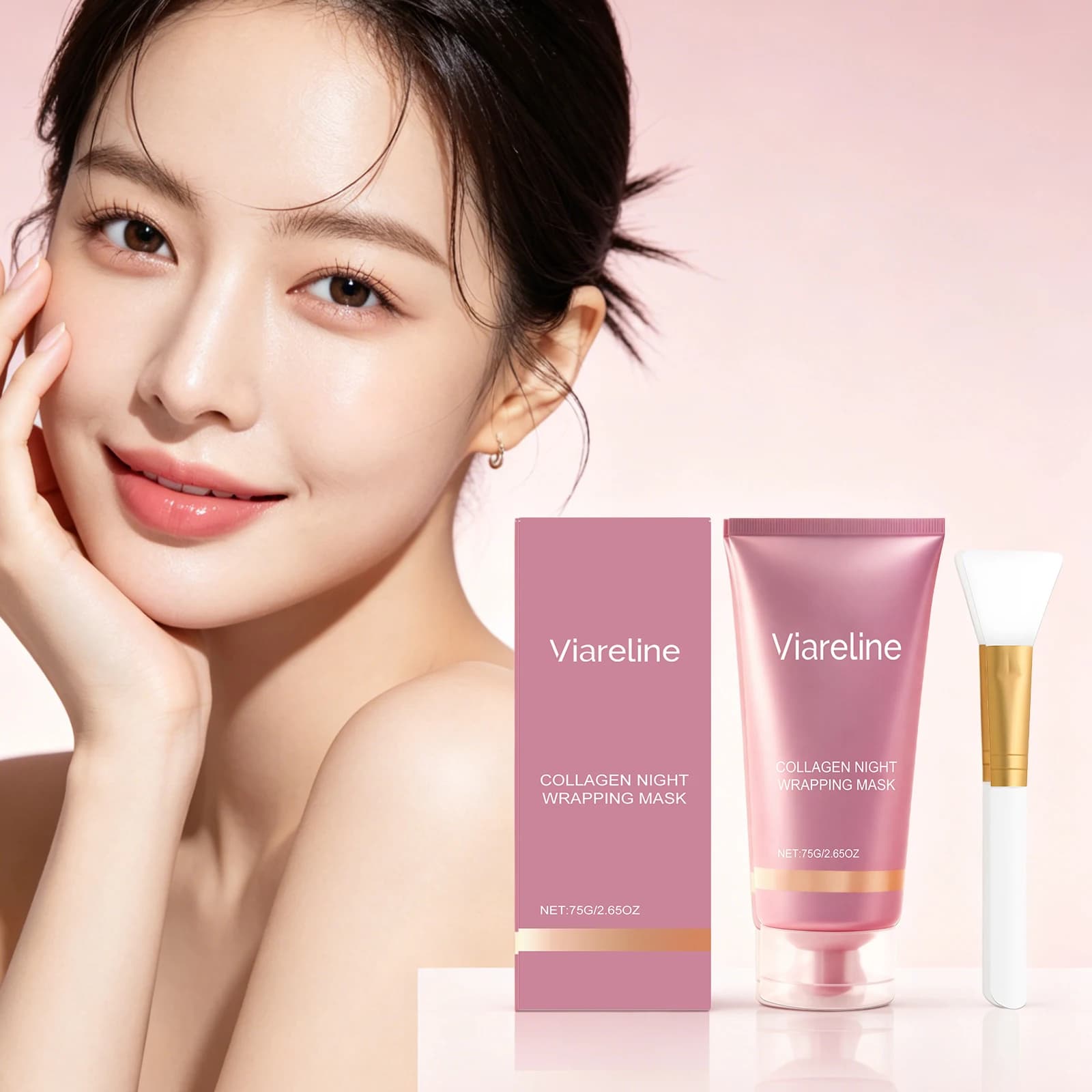 Collagen Night Wrapping Mask Improve Dullness Anti Wrinkl Fade Fine Lines Deep Hydrating Moisturize Brightening Peel Off Mask