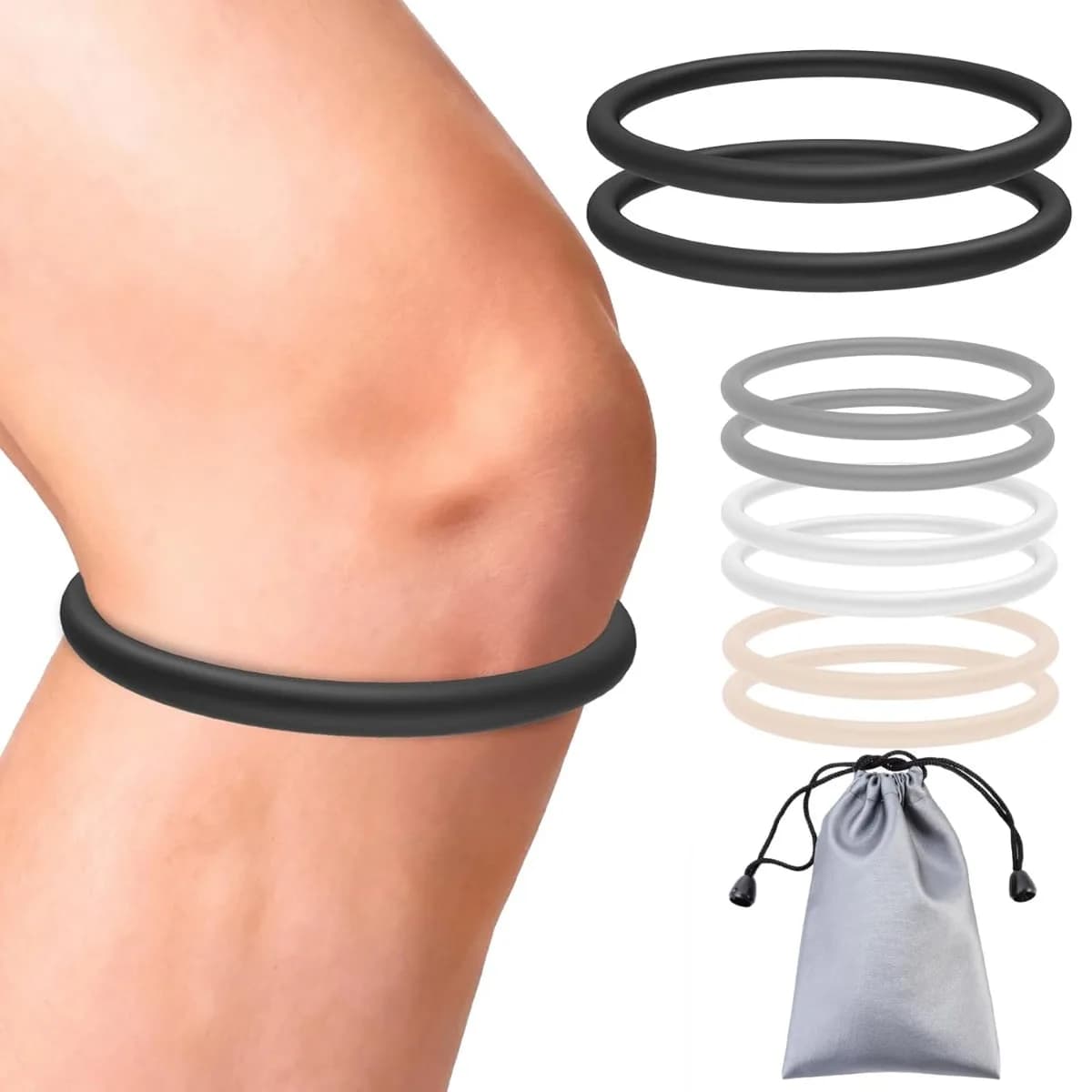 2 Fascette in Silicone per il Sollievo dal Dolore al Ginocchio, Supporto per Tendine Rotulee per Basket, Corsa e Ginocchio da Salto