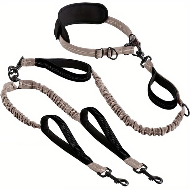 Guinzaglio per cani a mani libere 2 in 1, guinzaglio da vita regolabile ed estensibile, guinzaglio a doppia funzione senza intrecciamenti per correre e camminare