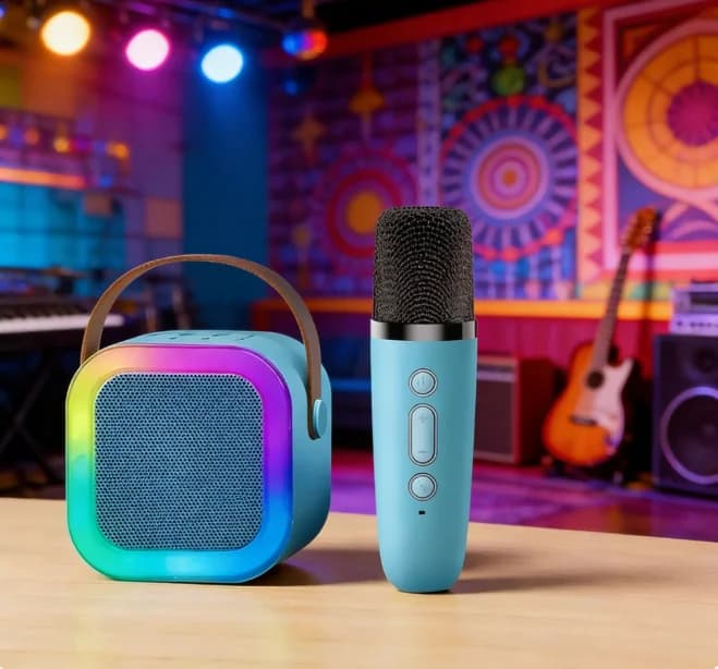 Altoparlante Bluetooth K12 Mini Portatile, Sistema Karaoke Wireless con Microfono, Macchina per Cantare a Casa, Regalo per Bambini