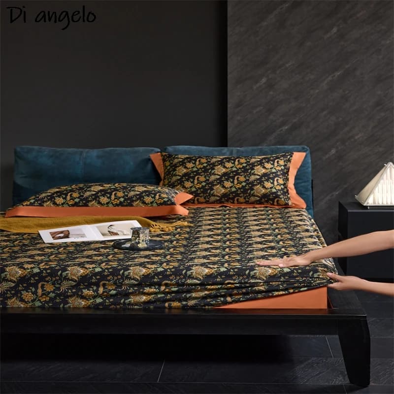 Custom sizes, bed sheets with corners, Egyptian cotton 1000TC, with adjustable non-slip elastic bands, mattress cover, double bed #/L
