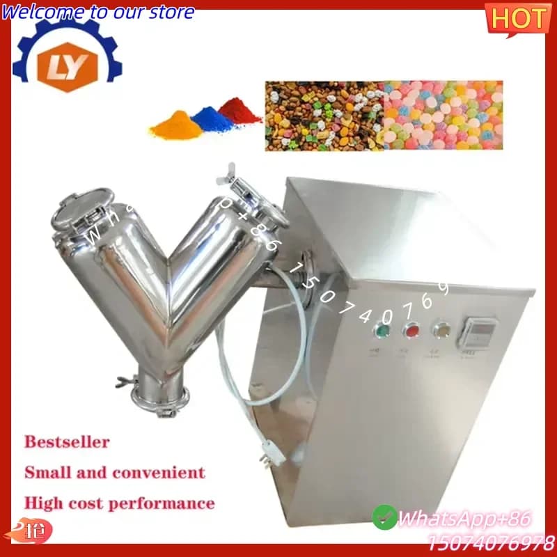 2026 SINOBIZ High-Speed Mini V Type Stainless Steel Dry Powder Mixing Machine Protein Spices Washer Blender Mixer