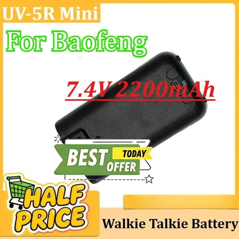 Per Baofeng Sostituzione Batteria Li-Ion Tipo-C Ricarica Batterie Ricaricabili UV-5R Mini Walkie Talkie Batteria 7.4V 2200mAh