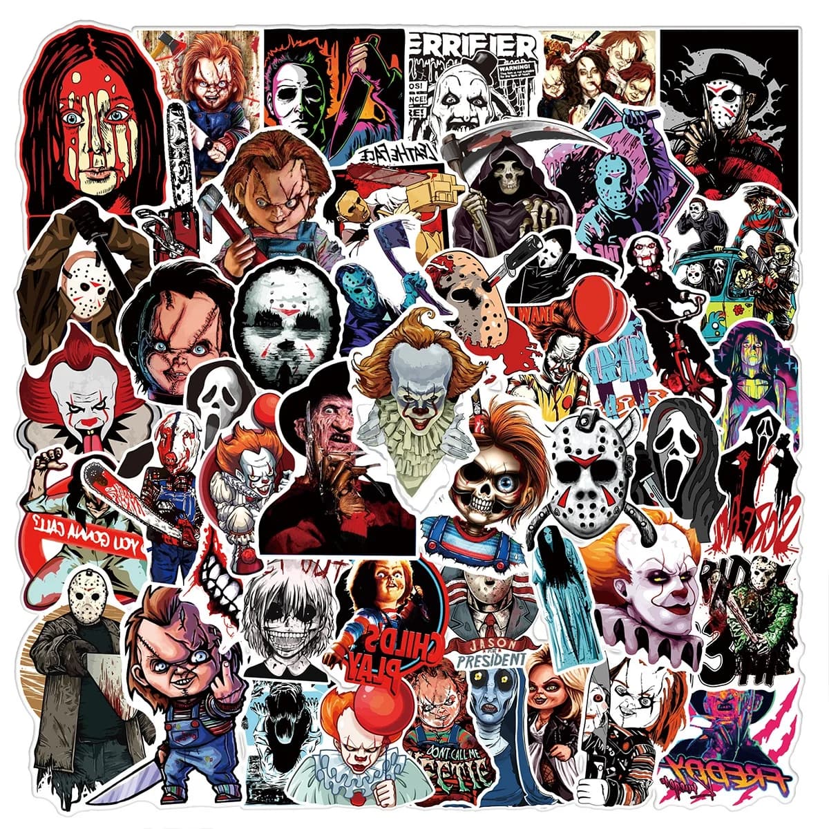 50 Pezzi Adesivi a Tema Horror per Halloween, Impermeabili, per Scrapbooking, Telefono, Bagagli, Fai-da-Te