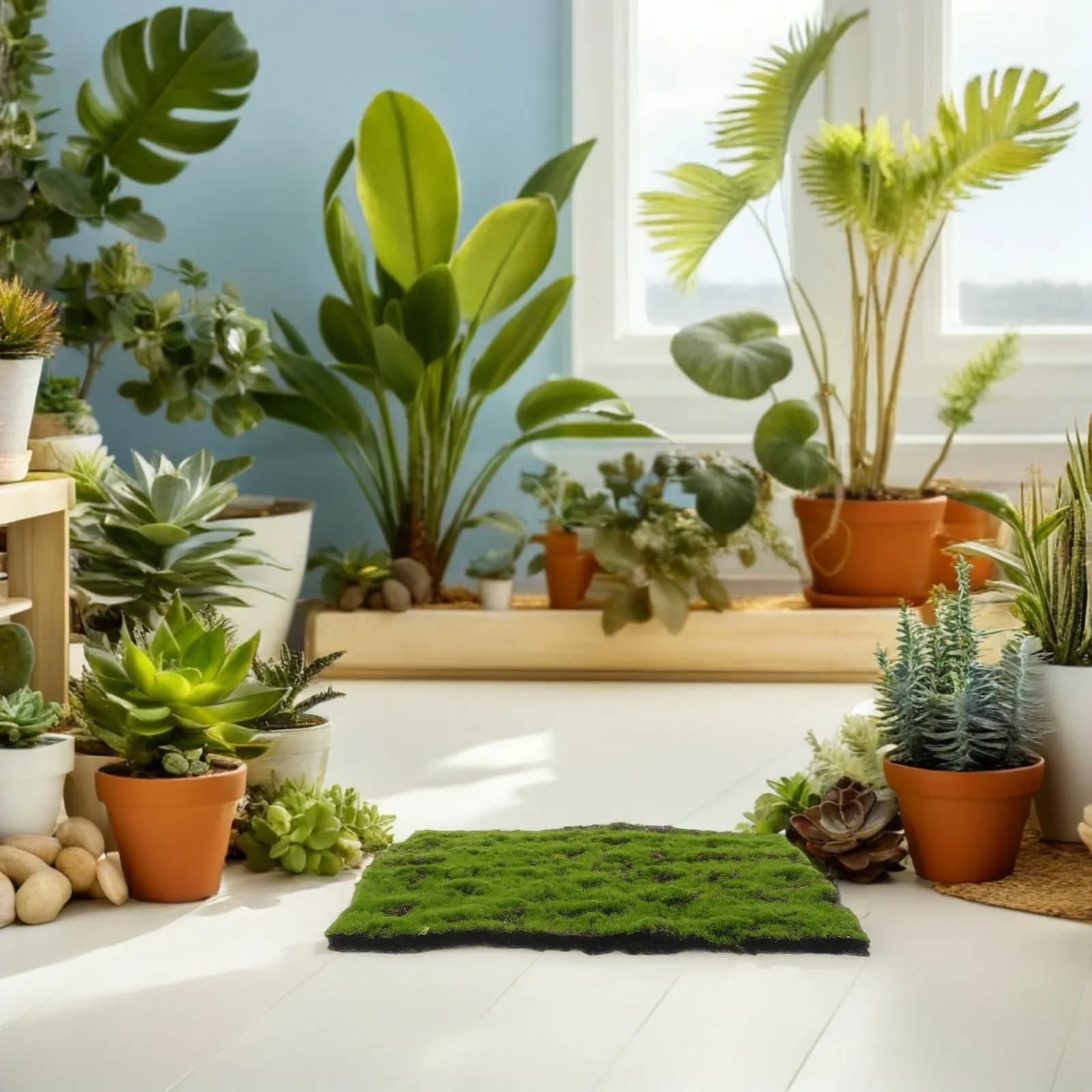 Artificial Grass 12x12 Handicraft Powder, Realistic Fin Musk Sheets, Versatile Simulated Musk Carpet for Indoor and Exterior Plants