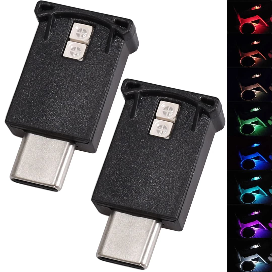Lcyam USB Tipo C LED Luce ambientale Lampada notturna per atmosfera auto RGB a 8 colori compatibile con il modello Y
