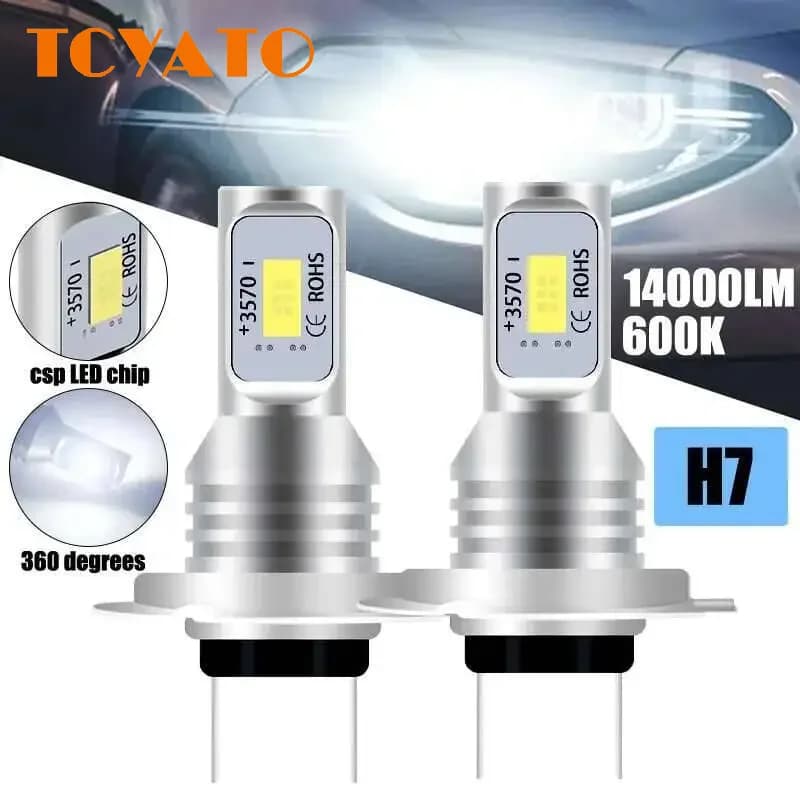 TCYATO 2Pz Lampadine H7 H1 H8 H9 H11 9005 9006 HB3 HB4 CSP LED Super Luminose per Fari e Luci Diurne 6000K Bianco