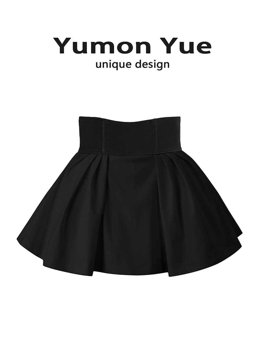 Puffy A-Line Skirt High Waist Sweet Girl Style Japanese Sweet Girl Bubble Hem Polyester Fiber Non-Stretch City Commute