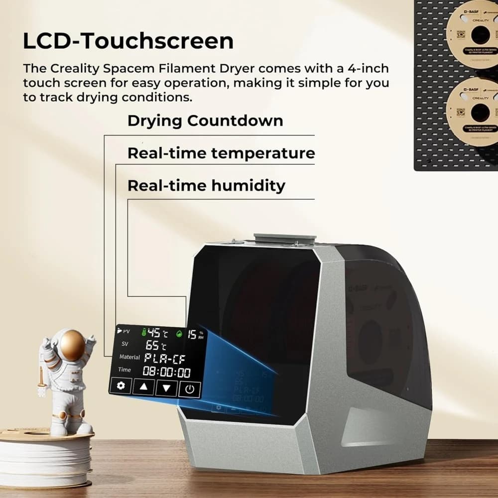 Scatola Essiccatore Filamento con Riscaldatore PTC a 360 Gradi a Riscaldamento Rapido e Schermo Touch da 4 Pollici per PLA, ABS, PETG, TPU, Nylon, ASA, PC, PA