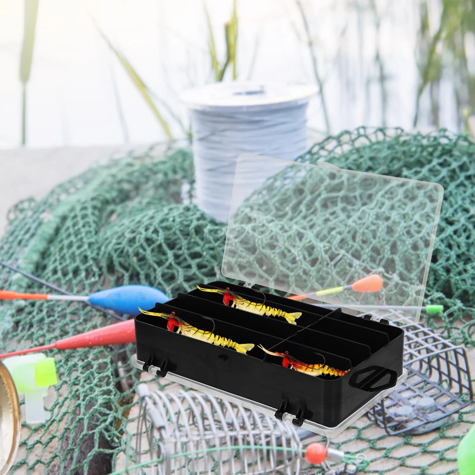 Set di 3 Scatole Porta Esche da Pesca Multi-Scomparto, Design Trasparente e Resistente per Organizzazione Attrezzatura, Contenitore Portatile per Esche